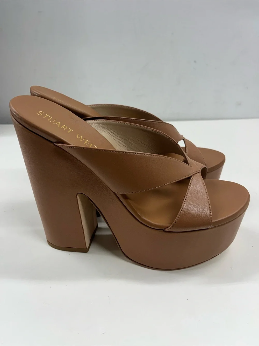 New STUART WEITZMAN Miami Sohigh Crisscross Platform Sandals Size 10.5